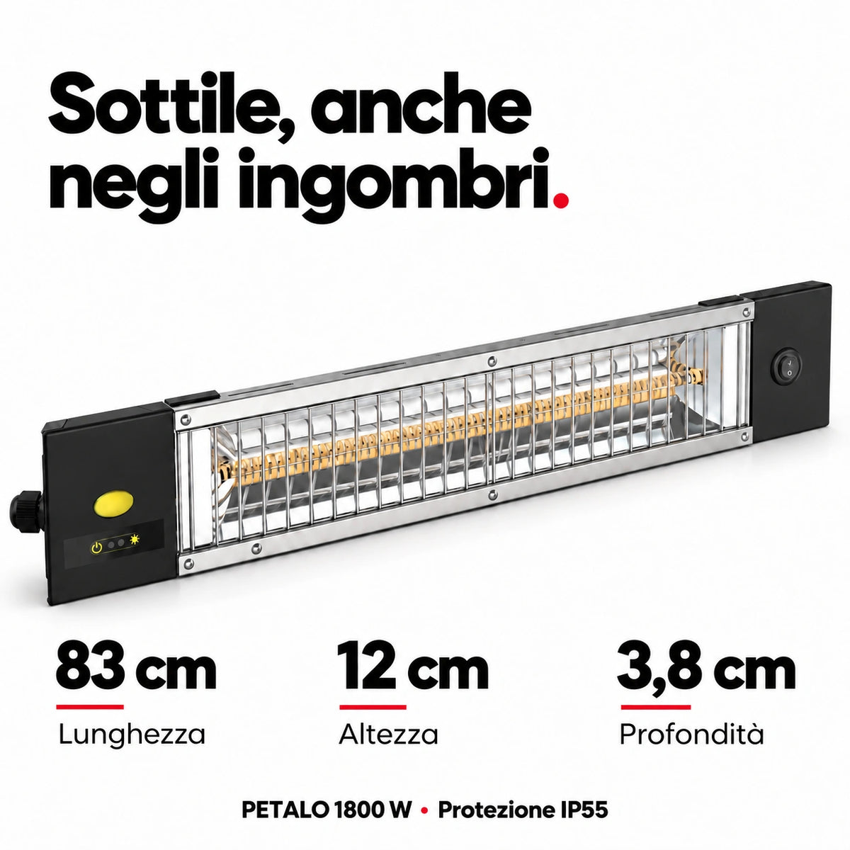 PETALO 1800 W - 728CRC – Dimensioni e finiture